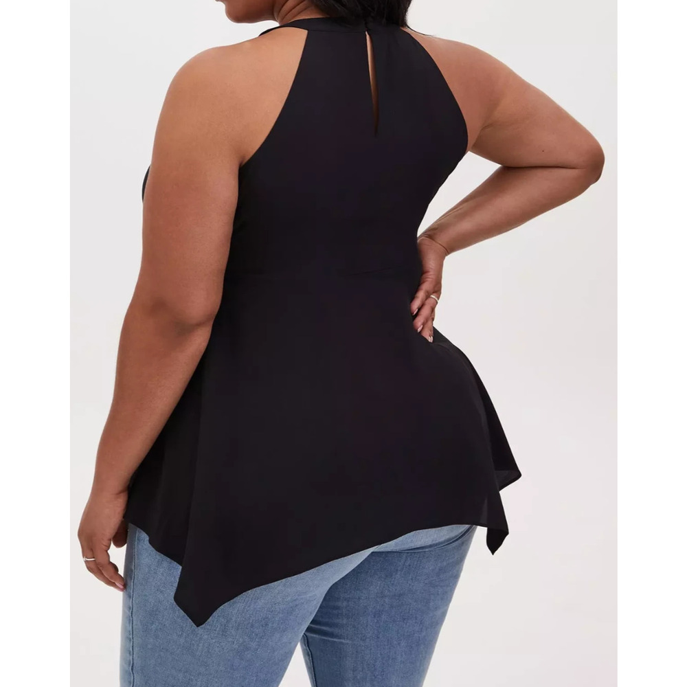 Torrid Babydoll Chablis Goddess Neck Tank Stretch Black Keyhole Plus Size 1 1X - Picture 8 of 11